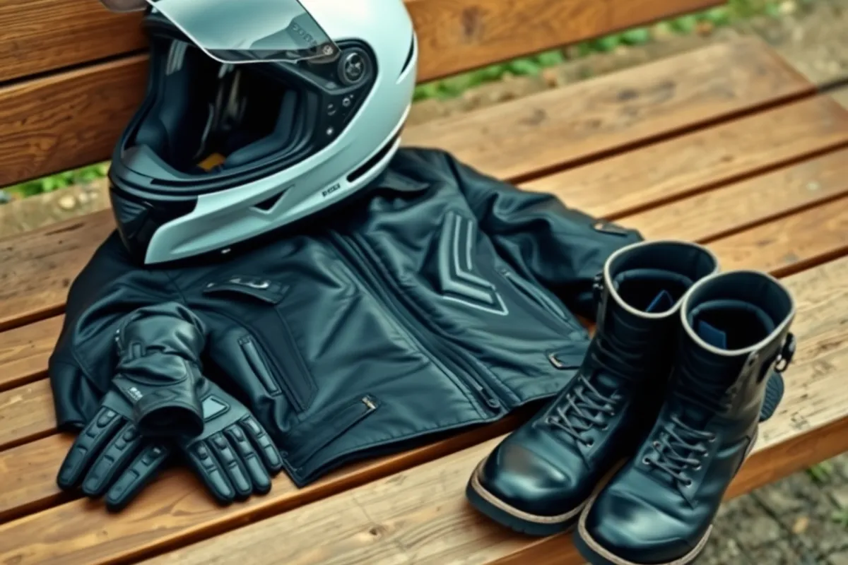 Beginner rider sitting on a lightweight motorcycle in a training area
